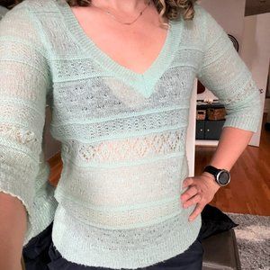New York & Co Sea-green Knit Sweater